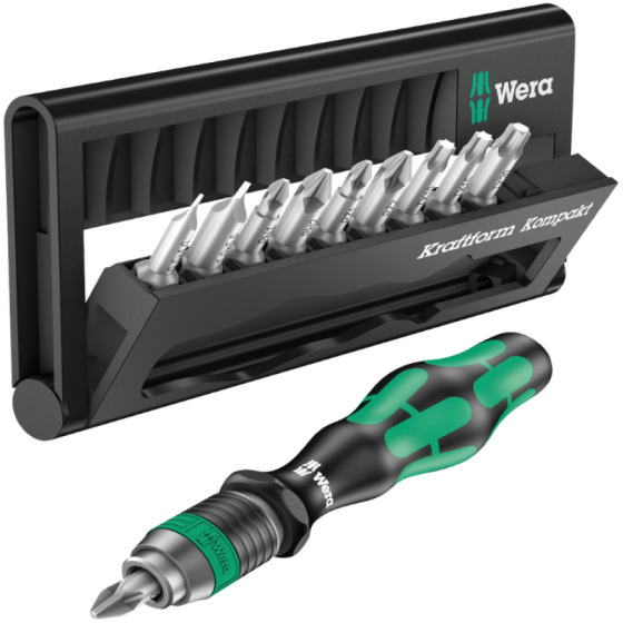 Викрутка Wera  Kraftform Kompakt набір 10шт, бітотримач 1/4", 9 біт PH,PZ,SL 05056653001 Одеса