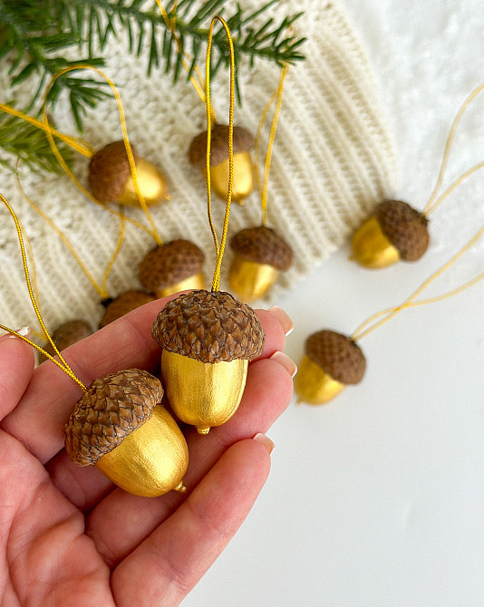 Набір жолудів "Золото" розписаний вручну 10 штук Київ - фото 1