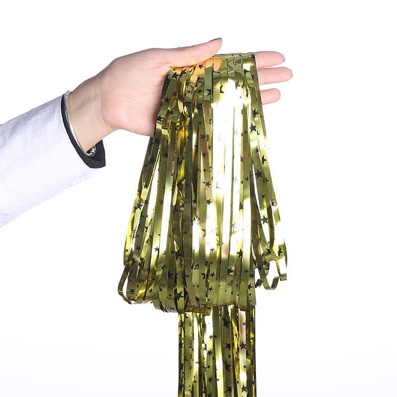 Дощик для фотозони з принтом зірочок 2 м на 1 м золотистий Київ - фото 2