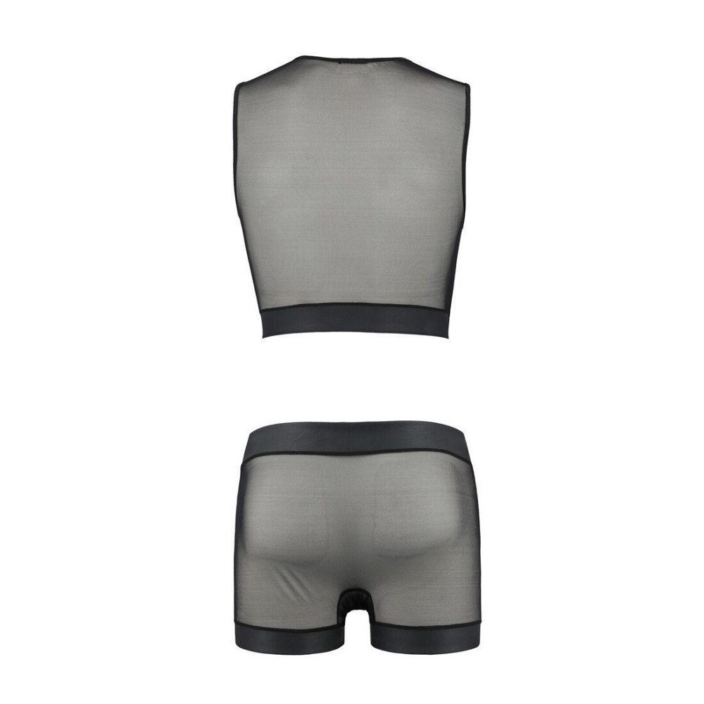 Комплект чоловічої білизни на шнурівці Passion 053 SET WILLIAM L/XL Black, жилет, боксери Sex Aura Київ - фото 6