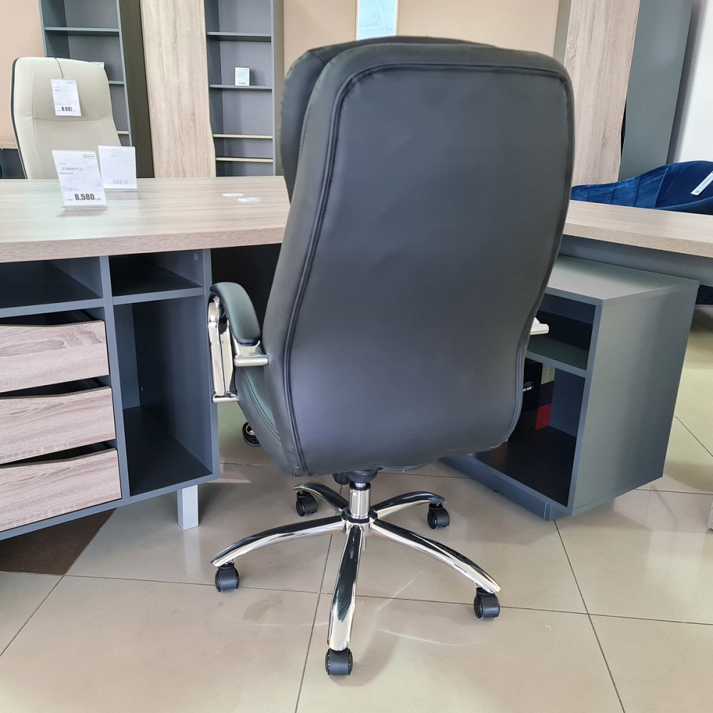 Крісло поворотне Q-154 чорна шкіра / екошкіра Дніпро - фото 4