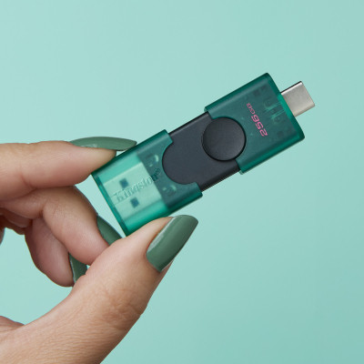 USB флеш накопитель Kingston 256GB DataTraveler Duo USB 3.2 / Type-C Black/Green (DTDEG2/256GB) Винница - изображение 3