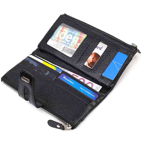 Классический женский кошелек с удобным функционалом из натуральной кожи CANPELLINI 21717 Черный Киев