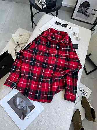 Жіноча тепла оверсайз сорочка у клітинку кашемір байка Одеса