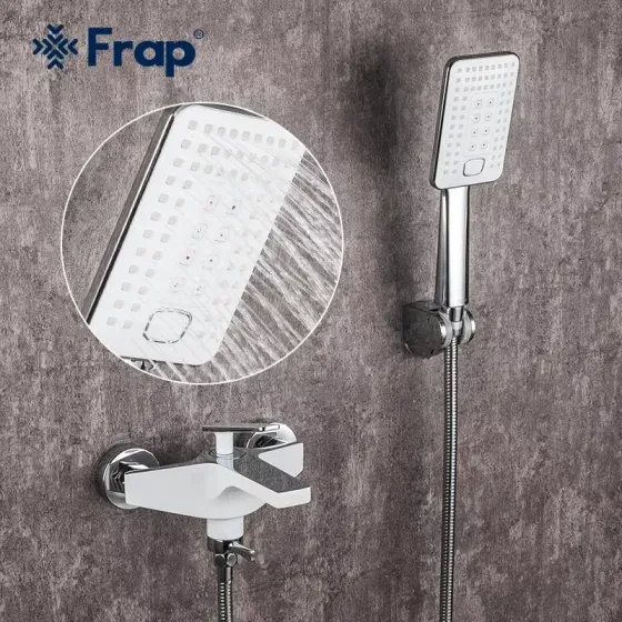 Змішувач для ванни з душовим гарнітуром Frap H58 F3258 білий/хром Київ