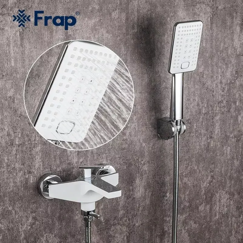 Змішувач для ванни з душовим гарнітуром Frap H58 F3258 білий/хром Київ - фото 2