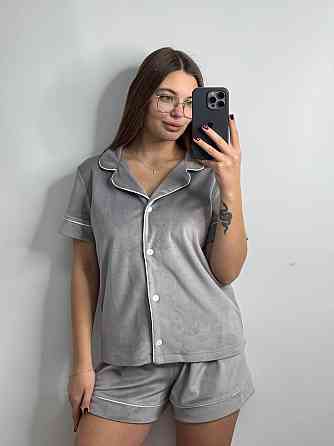 Жіночий велюровий домашній костюм з шортами Сірий б/к XS/S Харків