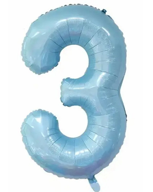 Цифра фольгирована 3 голубая 30