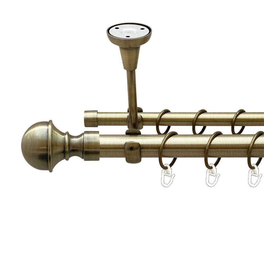 Карниз Orvit Бостон металевий дворядний відкритий до стелі гладка труба кільце металеве Антик 25\16 мм 160 см Львов - изображение 1