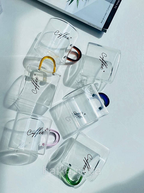 Набір кухлів кавових 6 шт Olens "Кафелюб" 130 мл скло прозоре для дому ресторану Київ - фото 7