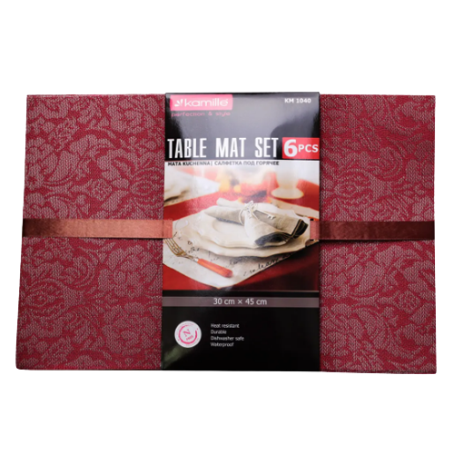 Набір серветок під гаряче 30*45мм ПВХ Тонка смужка 4 кольори 6шт 1040 KAMILLE Житомир - фото 2