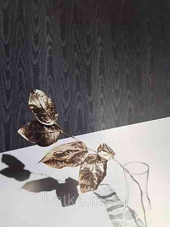 Шпалери вінілові на паперовій основі Sirpi Italian Silk 7 хвилясті смуги зріз дерева чорні з сріблом Київ