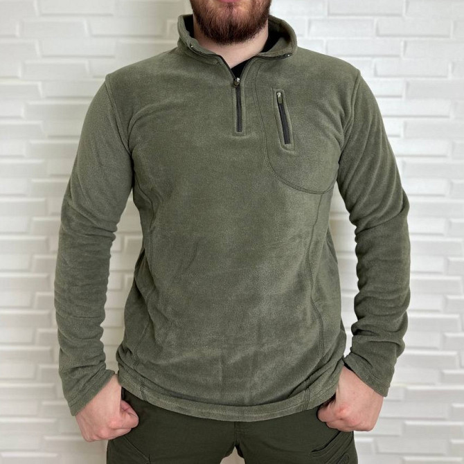 актична чоловіча флісова кофта реглан Bikatex Оливковий, XL Вінниця - фото 1