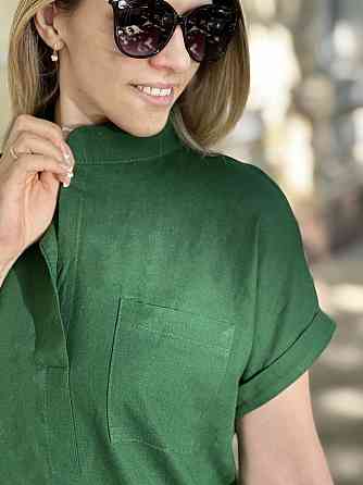 Жіноче лляне плаття літнє "Avrora" оптом | Батал Смарагдовий, 50-52 Київ