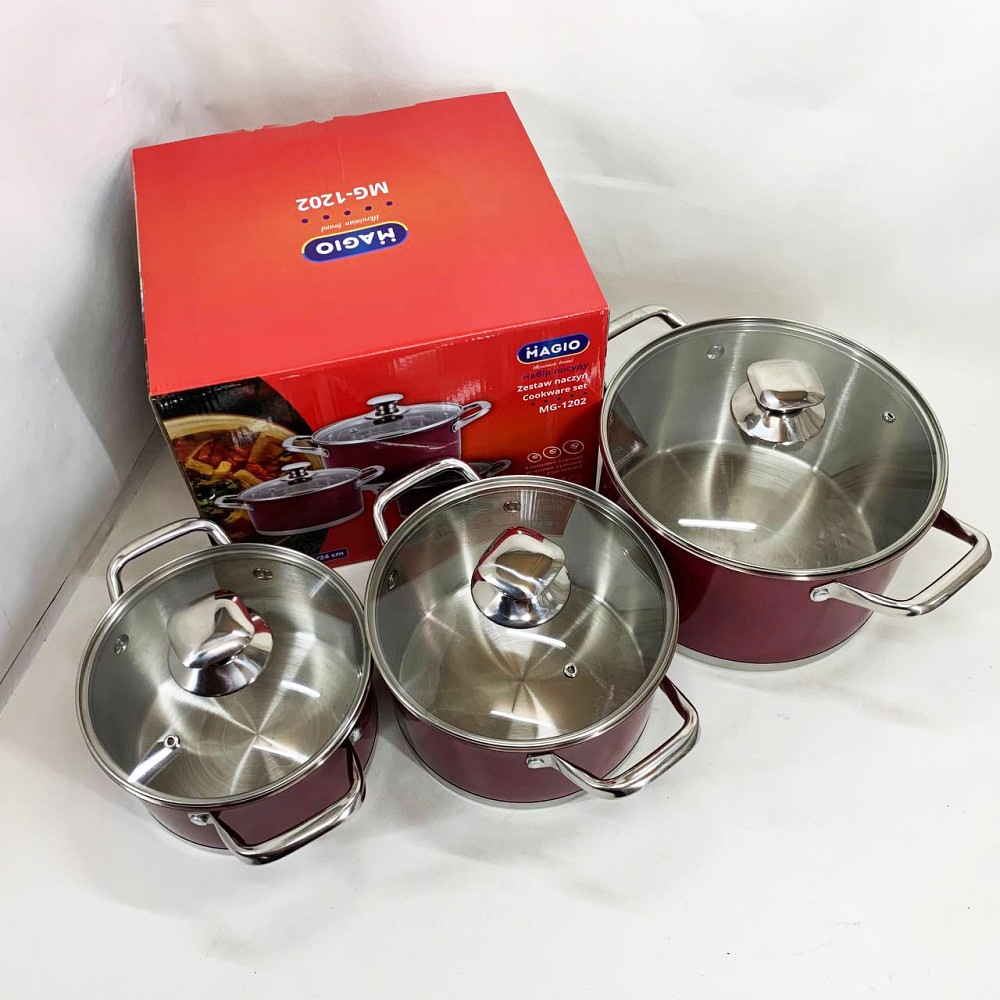 Набор качественных каструль MAGIO MG-1202 6 шт, Хорошие кастрюли, Кастрюля из нержавеющей стали YD-82 Львов - изображение 4