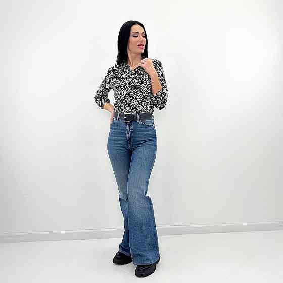 Жіноча блузка з принтом "Marocco" оптом | Норма і батал | Розпродаж моделі Чорний, 42-44 Київ