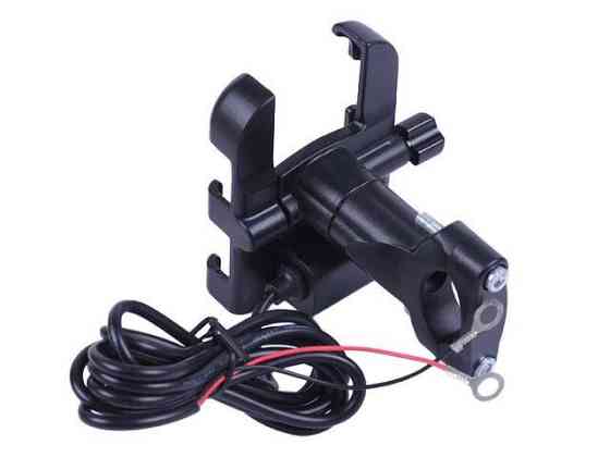 Держатель телефона HFCM-29  (крепление на руль), алюминий, черный, с зарядкой Мукачево