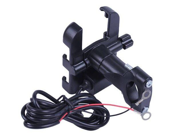 Держатель телефона HFCM-29  (крепление на руль), алюминий, черный, с зарядкой Мукачево - изображение 2