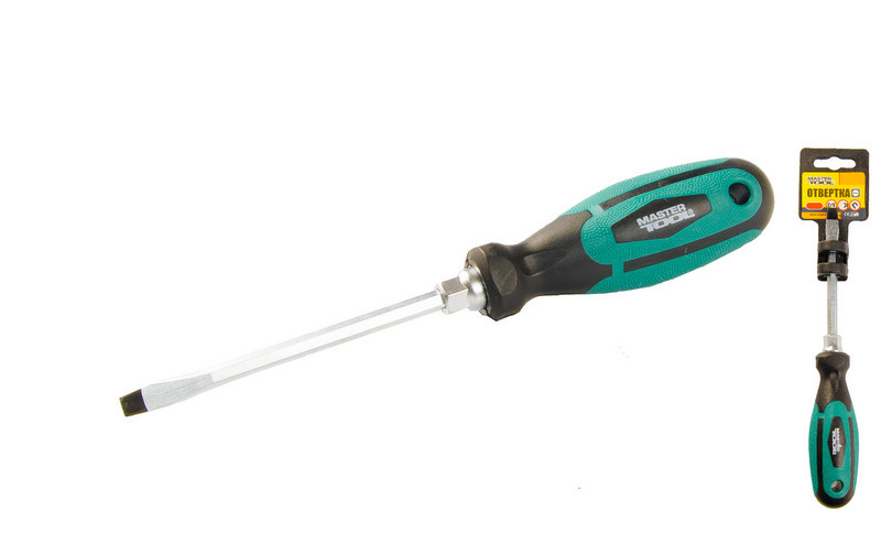 MASTERTOOL Викрутка шліцева магнітна MASTERTOOL HEXAGON SL5х100 мм ручка з TPR покриттям 45-851 Коломия - фото 1