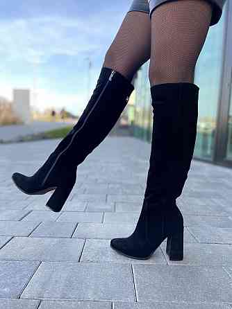 Nivelle Чоботи жіночі NIVELLE чорні замша натуральна высота 40см обхват 36-37см каблук 9.5см (5 Коломия