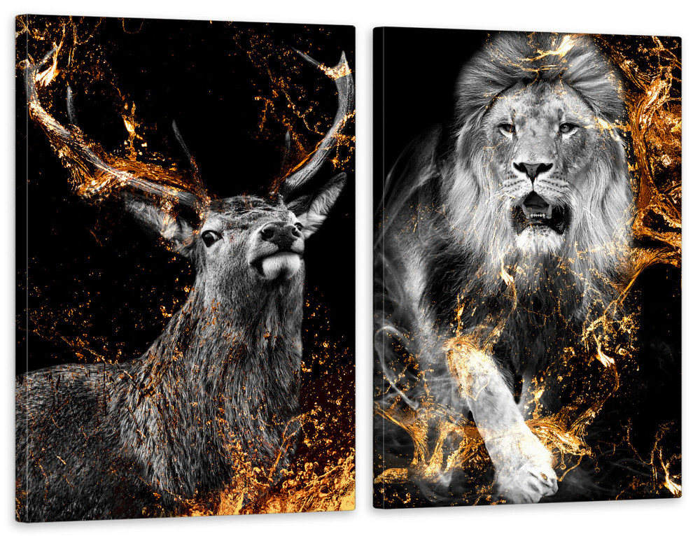 Модульна картина у вітальню/ спальню Олень-Лев TLV-2_142 120х170 см Київ - фото 1