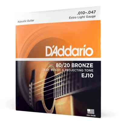 Струны для гитары D'Addario Bronze 80/20 Extra Light (10-47) (EJ10) Винница
