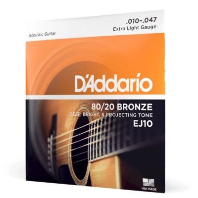 Струны для гитары D'Addario Bronze 80/20 Extra Light (10-47) (EJ10) Винница - изображение 2