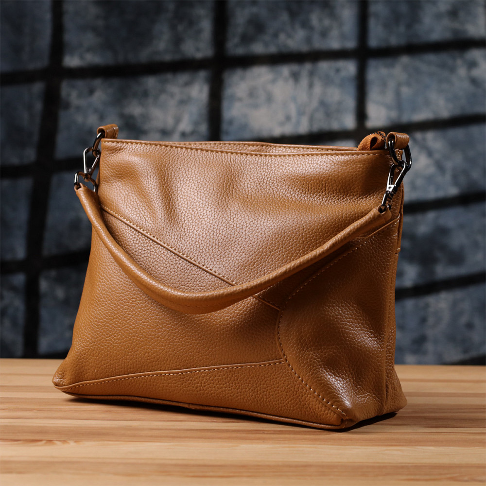 Жіноча сумка на два відділення з натуральної шкіри Vintage 23015 Світло-коричневий Київ - фото 10