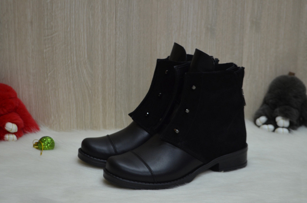 Черевики жіночі M.KRAFT чорні кожа+замш зима висота 13см подошва 3,5см 36р. 40р. (2205) Коломия - фото 3