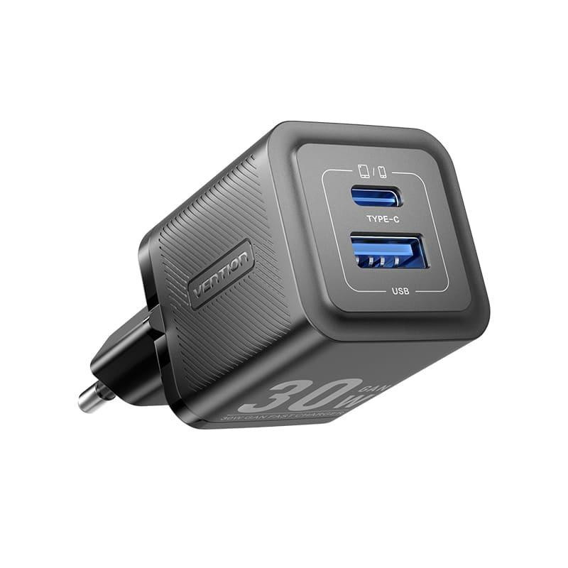 Зарядное устройство Vention 2-Port USB (C + A) 30W черное Киев - изображение 4