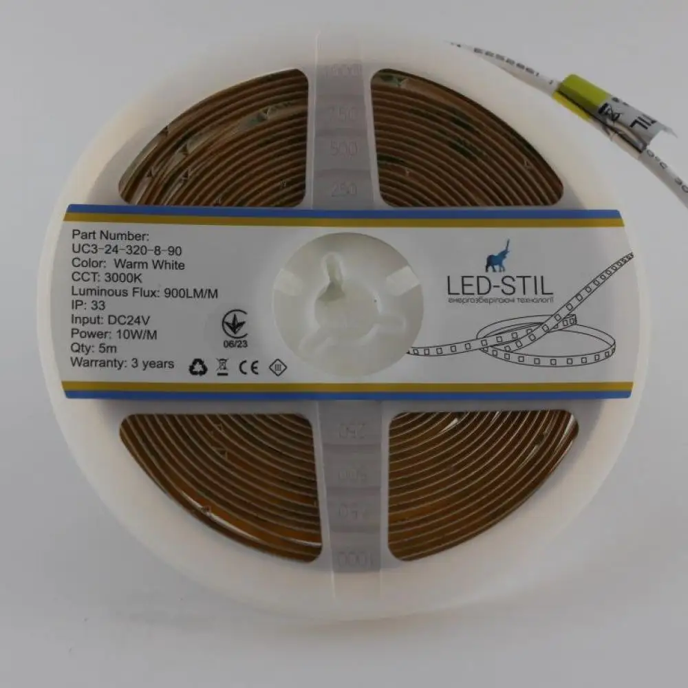 LED-STIL Світлодіодна стрічка LED-STIL 3000K 10 Вт/м COB 320 діодів IP33 24 Вольта 900 Lm тепле Коломыя - изображение 6