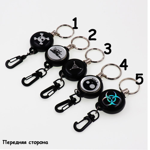 Ретрактор выдвижной брелок для карт доступа, бейджа и ключей со стальным тросом 60 см Киев - изображение 1