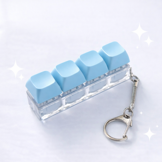 Брелок кейкап антистрес макарунс клавіатура з підсвіткою, механічні 4 кнопки, світиться під час натискання блактний Київ