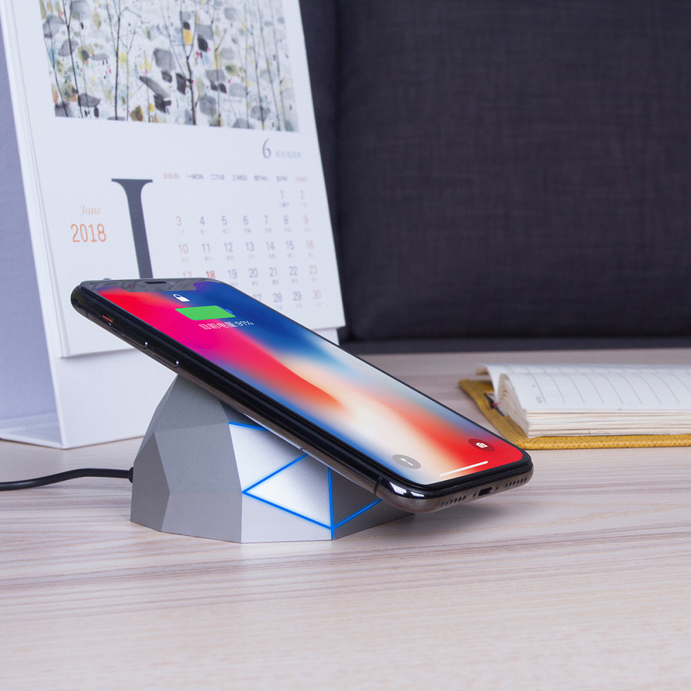 Бездротовий Зарядний Пристрій Xoopar -Geo Dock (Сріблястий З Синьою Led-Підсв) Дніпро - фото 6