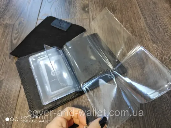 Обкладинка для документів та паспорта з гладкої італійської шкіри Grande Pelle Чорний Київ