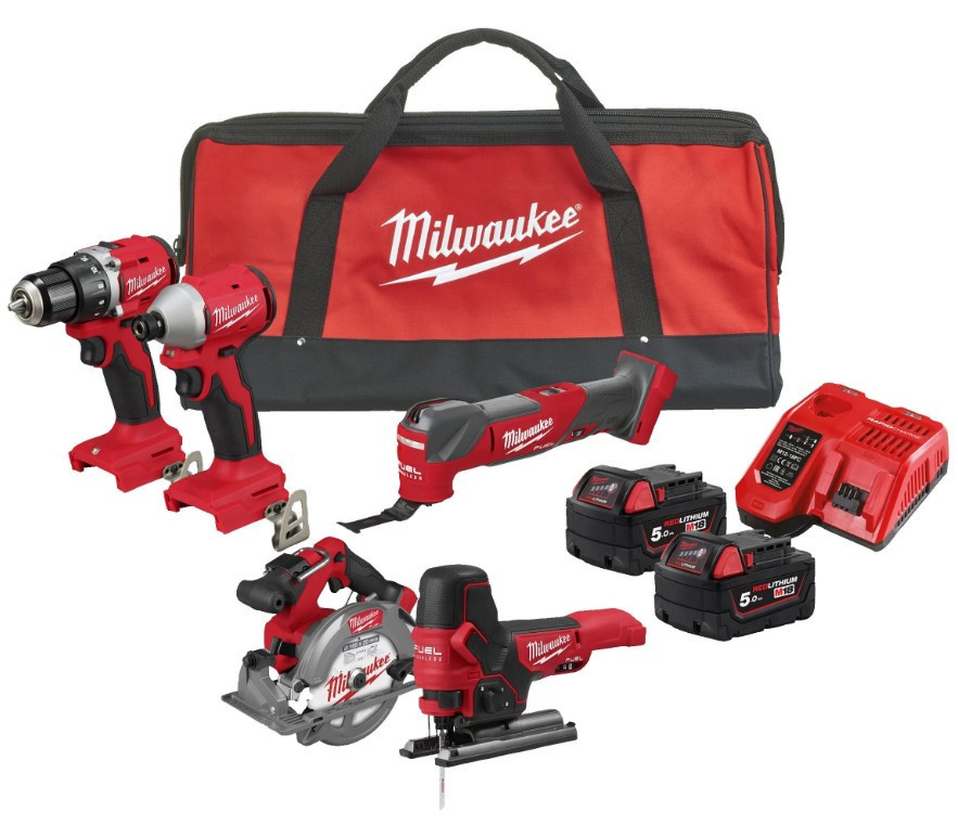 Набор инструмента аккумуляторного MILWAUKEE M18 BLCPP5A-502B (BLDDRC, BLIDRC, FCS552, FMT, FJBS, заряд. устр., 2 аккум. Х 5 Аг, Одесса - изображение 1