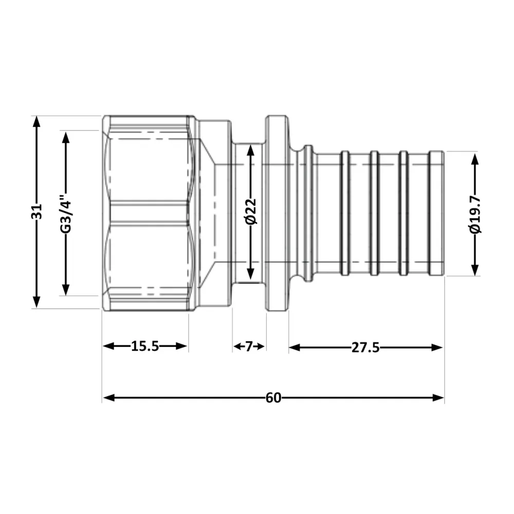 Переходних под натяжную гильзу Icma №1033 d25х3,5-3/4
