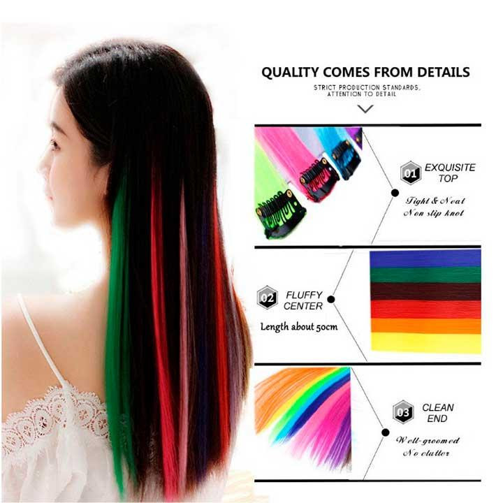 Накладная прядь волос цветная на заколках 60 см Черный Винница - изображение 5