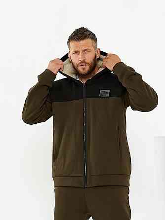 Чоловічий теплий костюм на флісі з хутром Коричнево-чорний 56/58 Харків