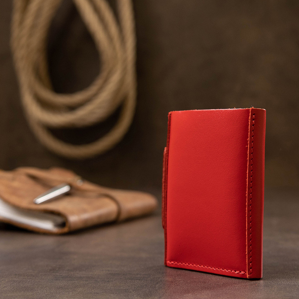 Компактне жіноче портмоне в три складання Червоний (GRANDE PELLE) Київ - фото 3