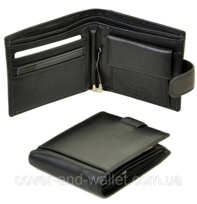 Мужской кожаный кошелёк с зажимом на кнопке Hassion Киев - изображение 1