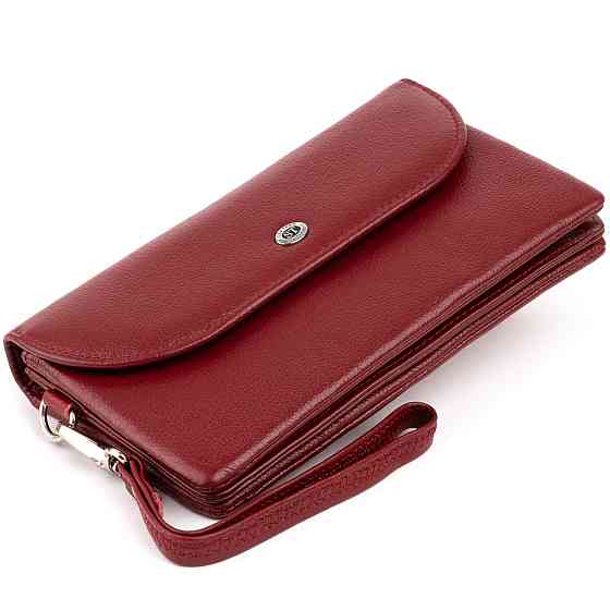 Клатч зі шкіри жіночий Бордовий (ST Leather) Київ