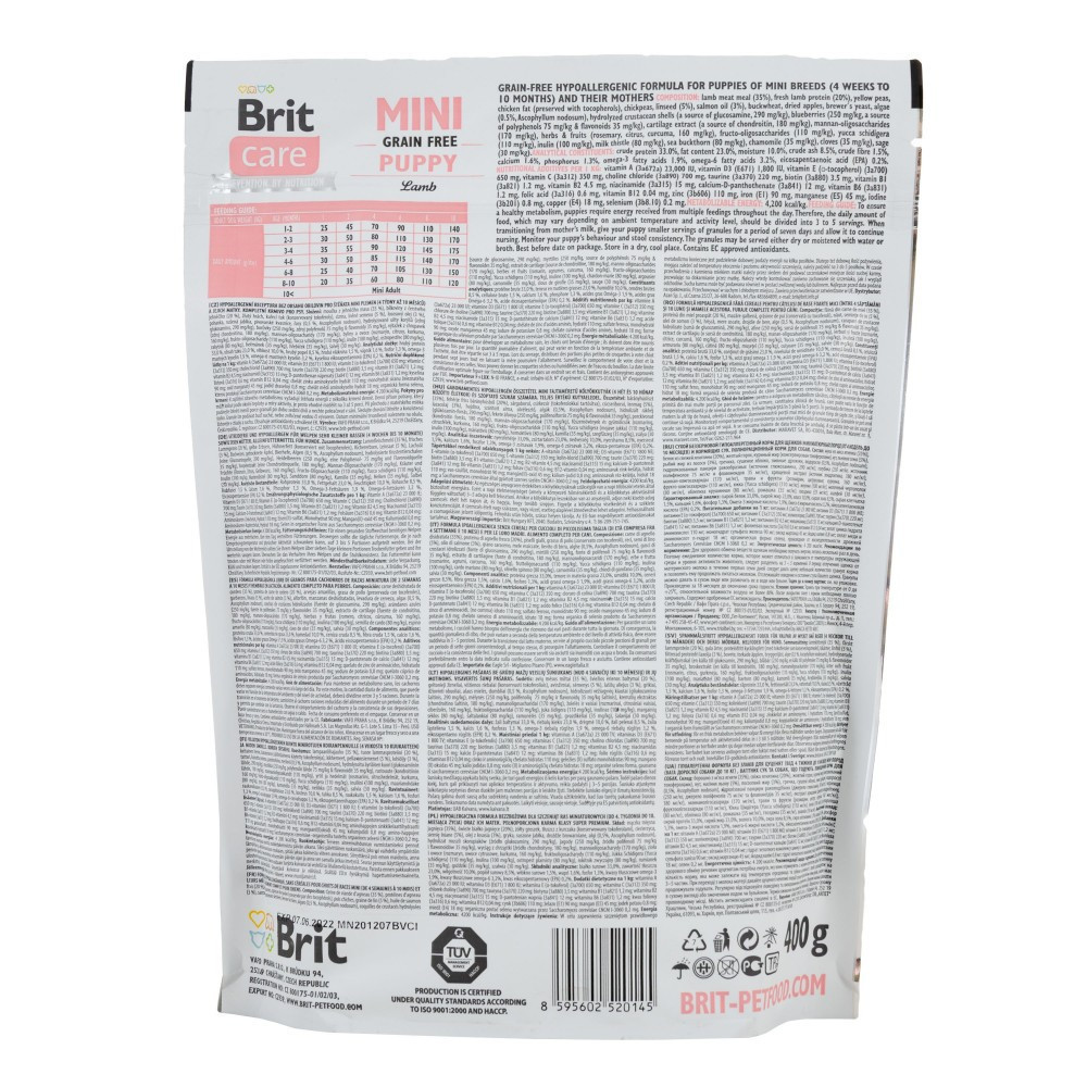 Сухий корм Brit Care GF Mini Puppy для цуценят мініатюрних порід, з ягням, 400 г Вінниця - фото 2