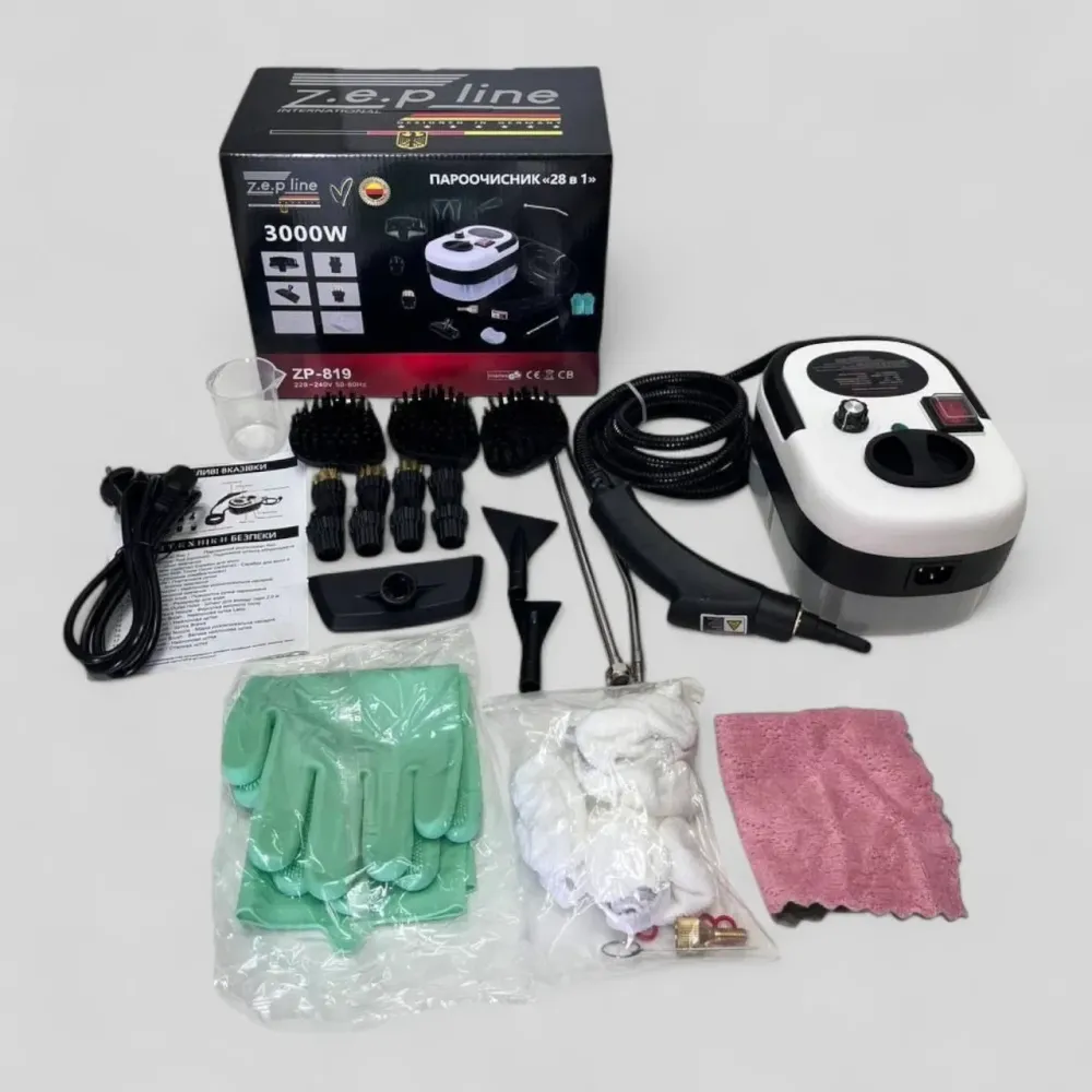 Пароочисник Zepline ZP-819 3000Вт, бак 1500 мл, 28 в 1, для дому та прибирання, універсальний, з насадками Одеса - фото 5