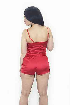 Піжама жіноча шовкова із шортами Червоний 2XL Харків