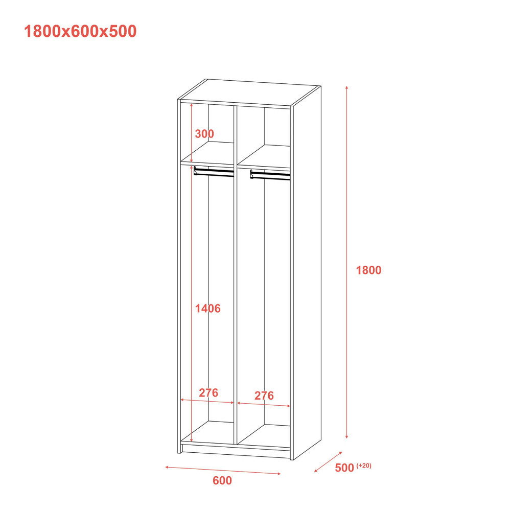 Раздевалка Doros 2-х секционная Графит 2 ДСП 60х52х180 (DRS-011613) Днепр - изображение 7