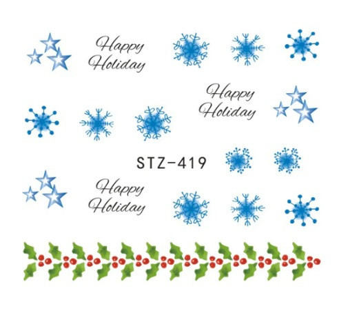 Водные наклейки для ногтей новогодние - размер стикера 5*6см, (инструкция по применению в описании товара) Киев - изображение 1