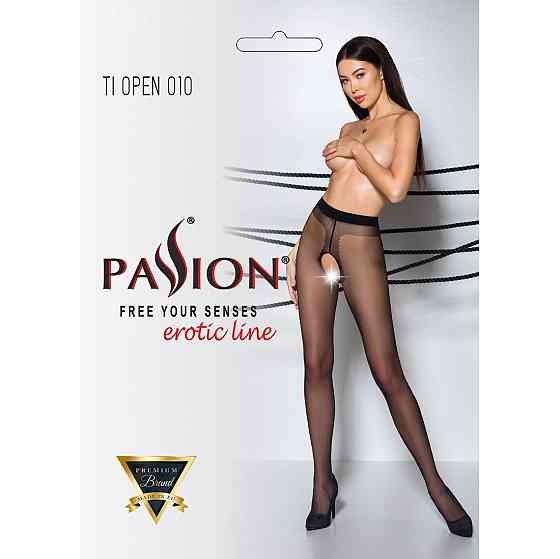Колготки з відкритим доступом, контрастна лінія Passion TIOPEN 010 1/2 (20 den), black Sex Aura Київ