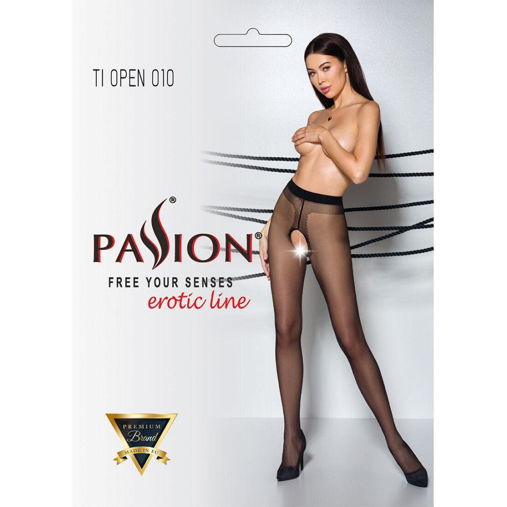 Колготки з відкритим доступом, контрастна лінія Passion TIOPEN 010 1/2 (20 den), black Sex Aura Київ - фото 5