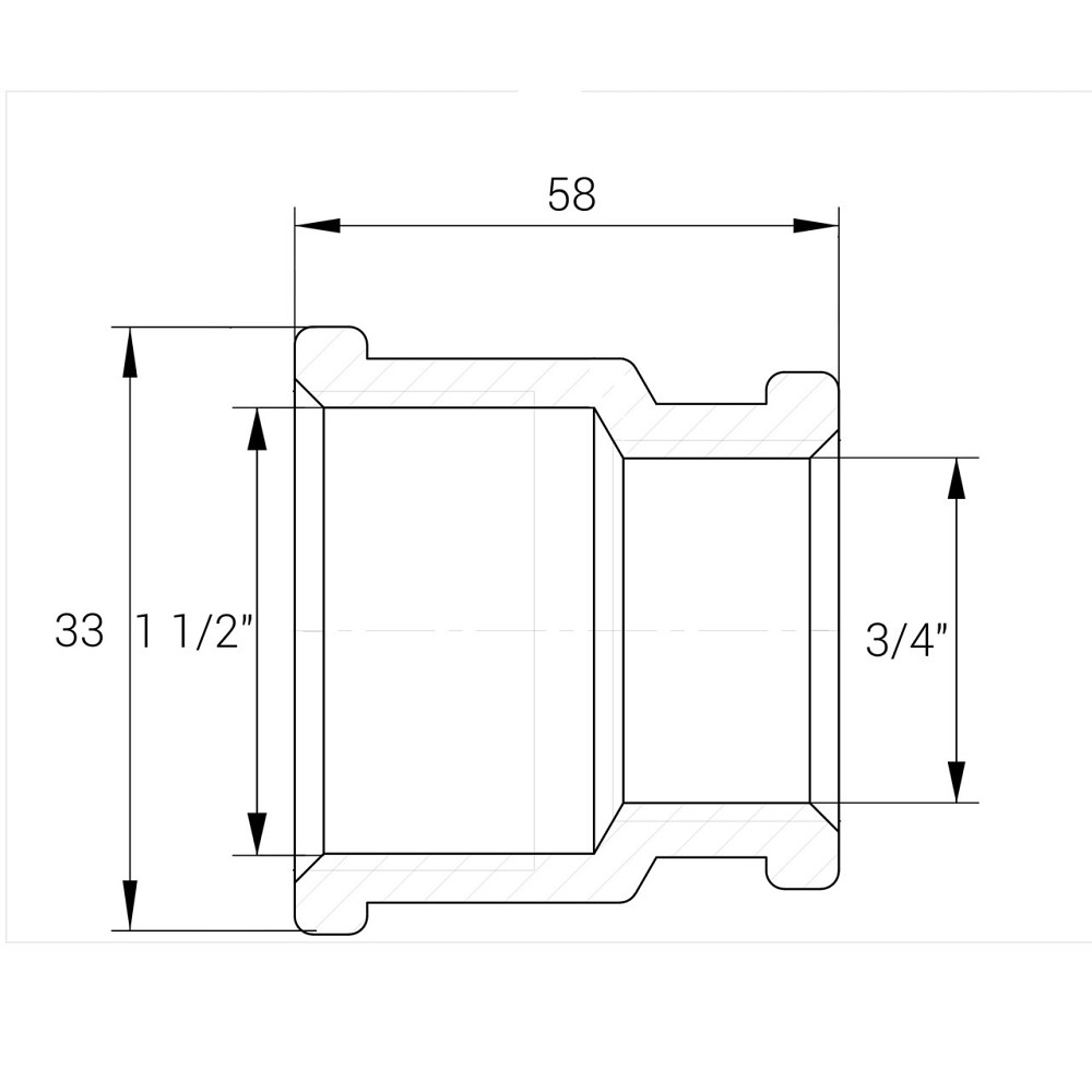 Муфта редукційна нікельована 1 1/2″ВР х 3/4″ВР штампована восьмигранна А0336А(нк) VA (000024883) Київ - фото 4
